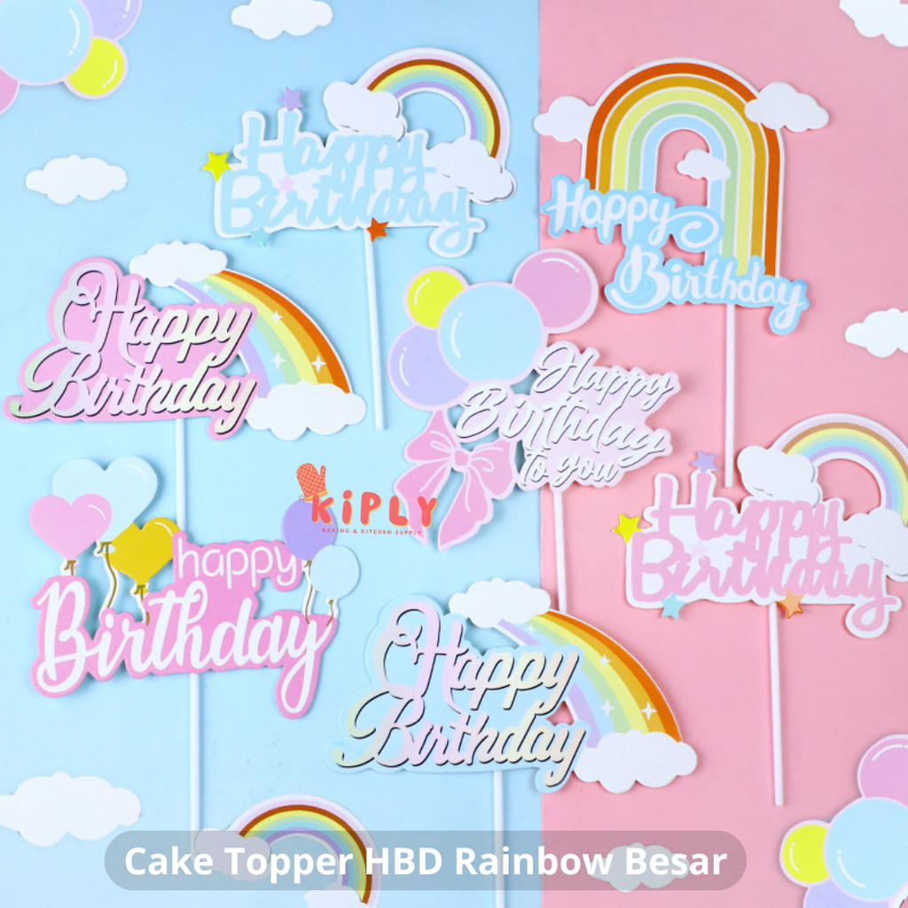 

Cake Topper HBD Rainbow Variasi/Dekorasi Pesta Ulang Tahun/Hiasan Kue Ulang Tahun