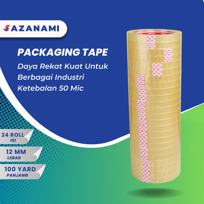 

Andma Isolasi Bening 12MM X 100Y sazanami 1/2" Inch lakban bening selotip - 1 PACK 24 ROLL