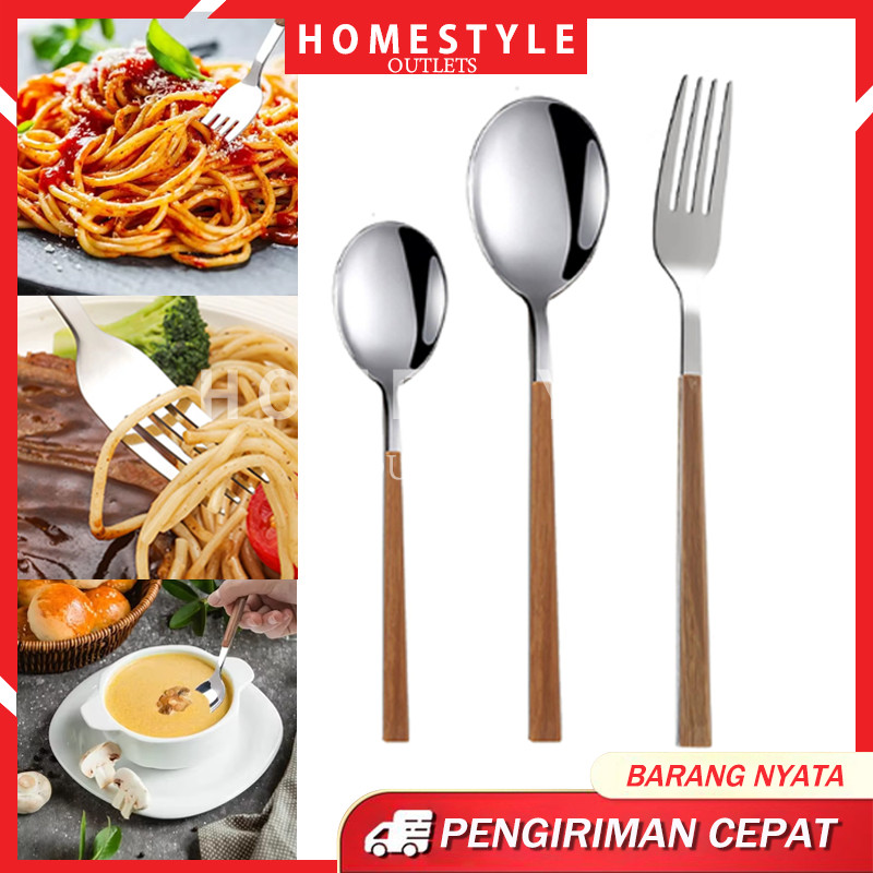 Sendok Garpu Stainless Steel / Sendok Makan Tebal / Set Alat Makan Korea / Sendok Garpu Stainless Ha