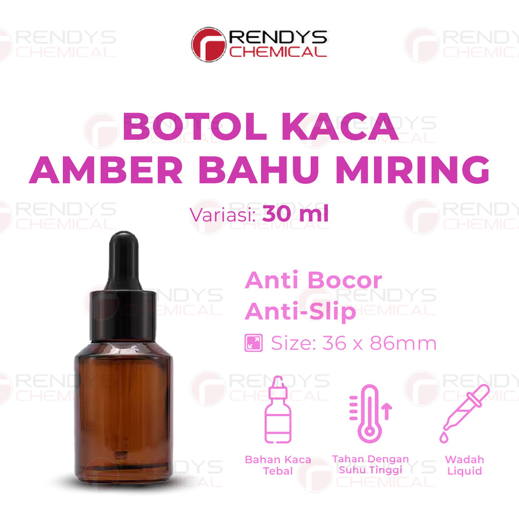 BOTOL 30ML AMBER BAHU MIRING / BOTOL PIPET KACA TETES 30ML COKLAT / BOTOL AMBER KACA 30ML