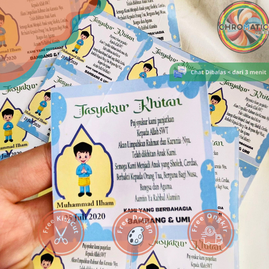 

chromatic 2-6 Stiker Khitan / Tasyakuran Walimatul Khitan Bulat Custom Unik bentuk kotak