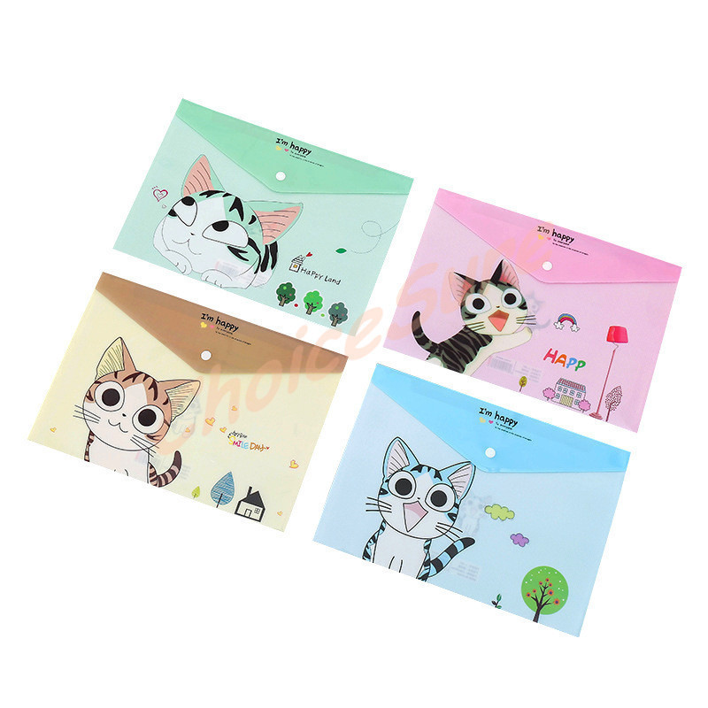 

P55 Map A4 Plastik gambar / Kancing Karakter Motif Lucu anti air waterproof Dar