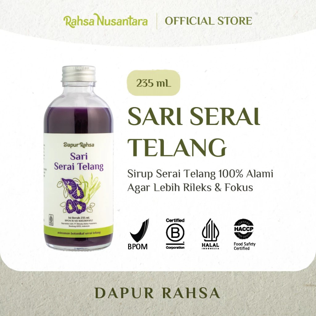 

Sari Serai Telang 235mL | BPOM - Jamu Sirup Herbal Tradisional by Rahsa Nusantara