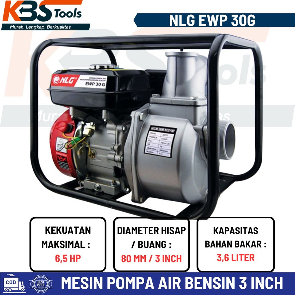 Mesin Pompa Air Bensin NLG Irigasi Alkon Waterpump 3" inch Gasoline 6.5 HP EWP 30G