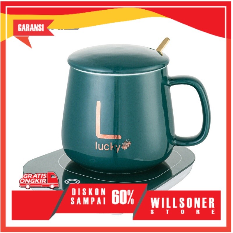 Mug Cangkir Elektrik Set Keramik Pemanas 55 Derajat Penghangat Kopi Gelas Mewah Keramik Listrik dan 