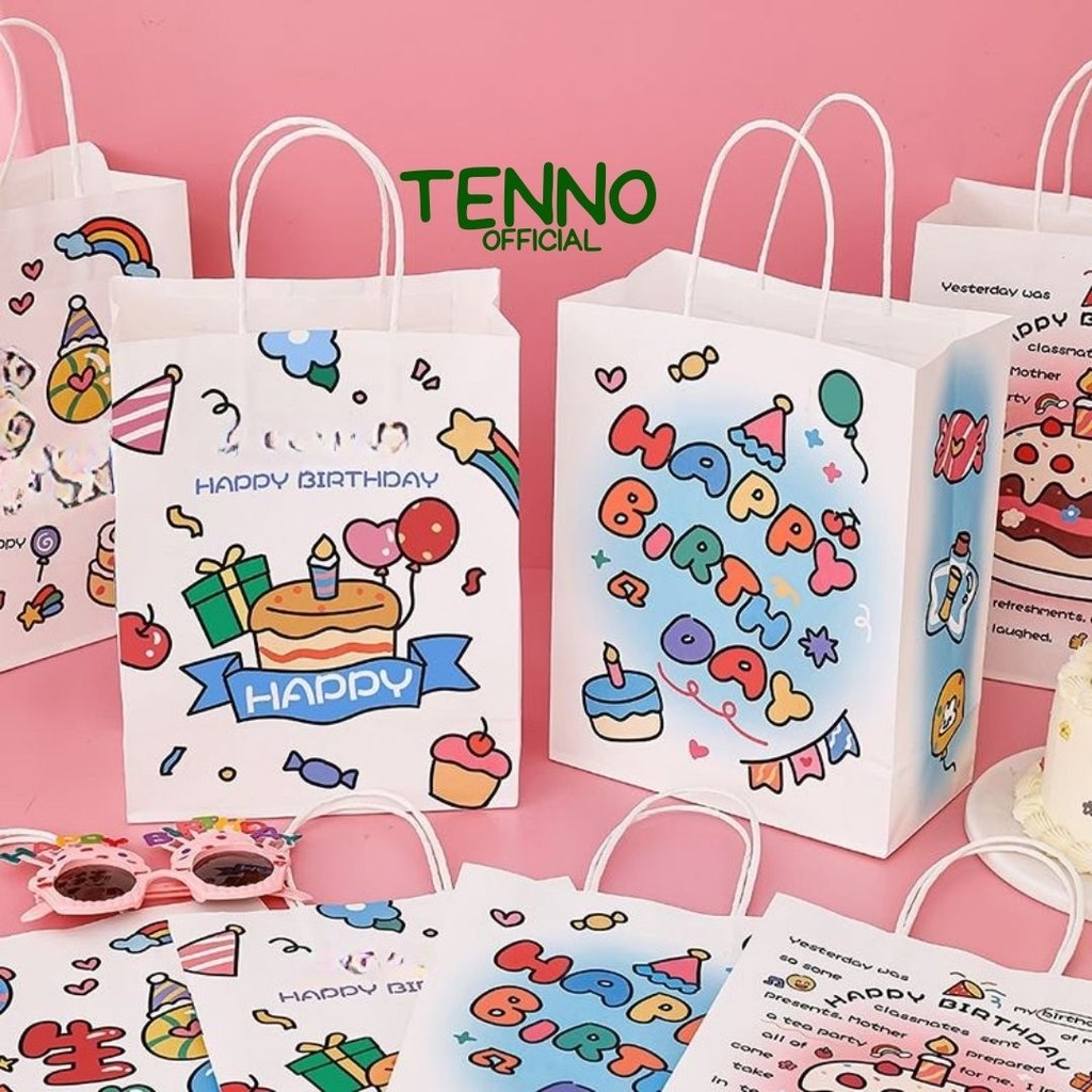 TENNO Tas Kado Happy Birthday Selamat Ulang Tahun Paper Bag Gift GoodieBag Lucu Kapasitas Besar