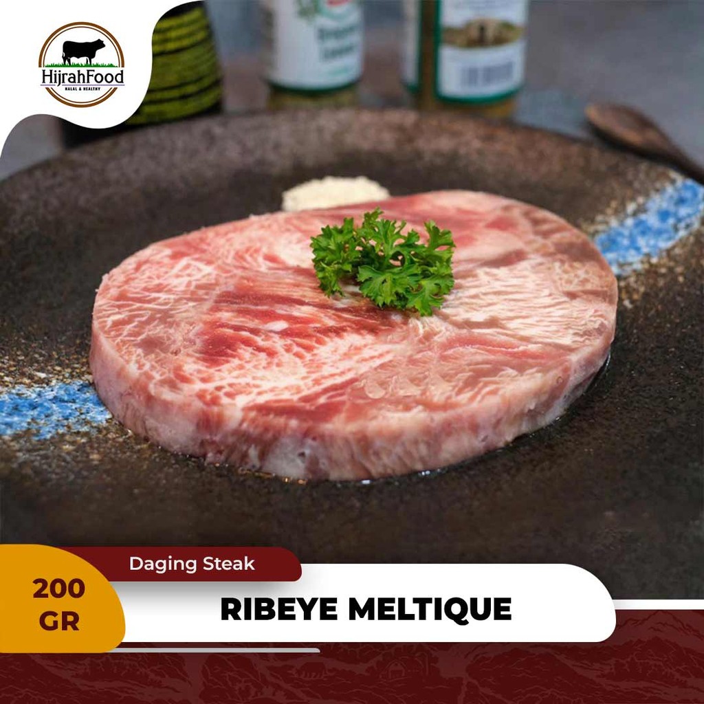 

Ribeye Wagyu Meltique Beef Steak AUS Rib-eye Steak 200 gram