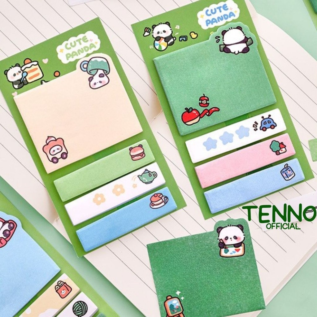

TENNO Sticky Notes Panda Isi 80 Lembar Memo Pad Catatan Kertas Tempel Index Mark Lucu Stick Note Cute