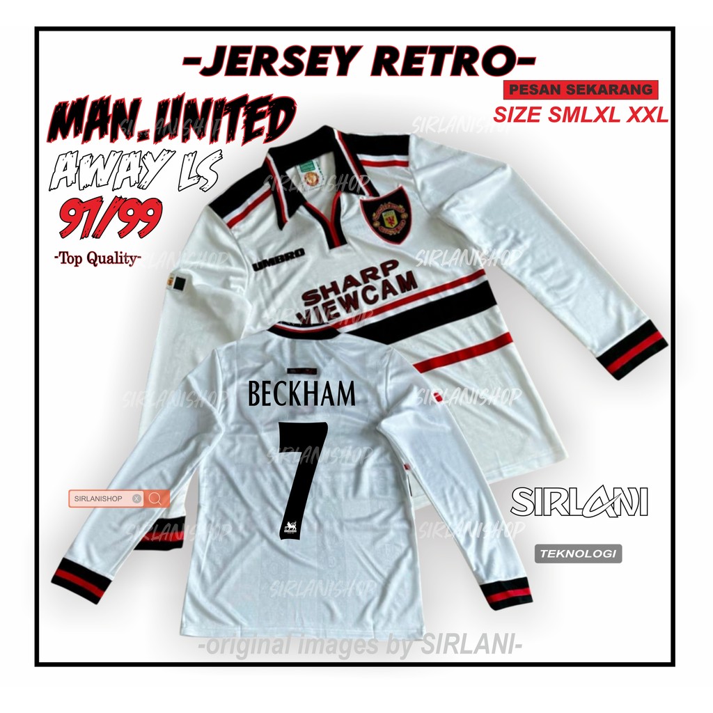 RETRO MU AWAY PANJANG 1997 1999 JERSEY VINTAGE M4N.UN1TED AWAY LS 97 99