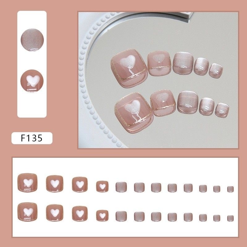 F135 - Kuku Cantik 24pcs set Kuku Palsu Fake Nails Box Free lem cair / lem jelly tahan air Kuku Pals