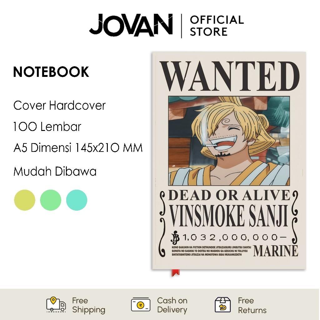 

Notebook Hardcover Custom Sanji Wanted Poster One Piece Buku Tulis Catatan Note Agenda Planner Jurnal Diary Notebook Anime