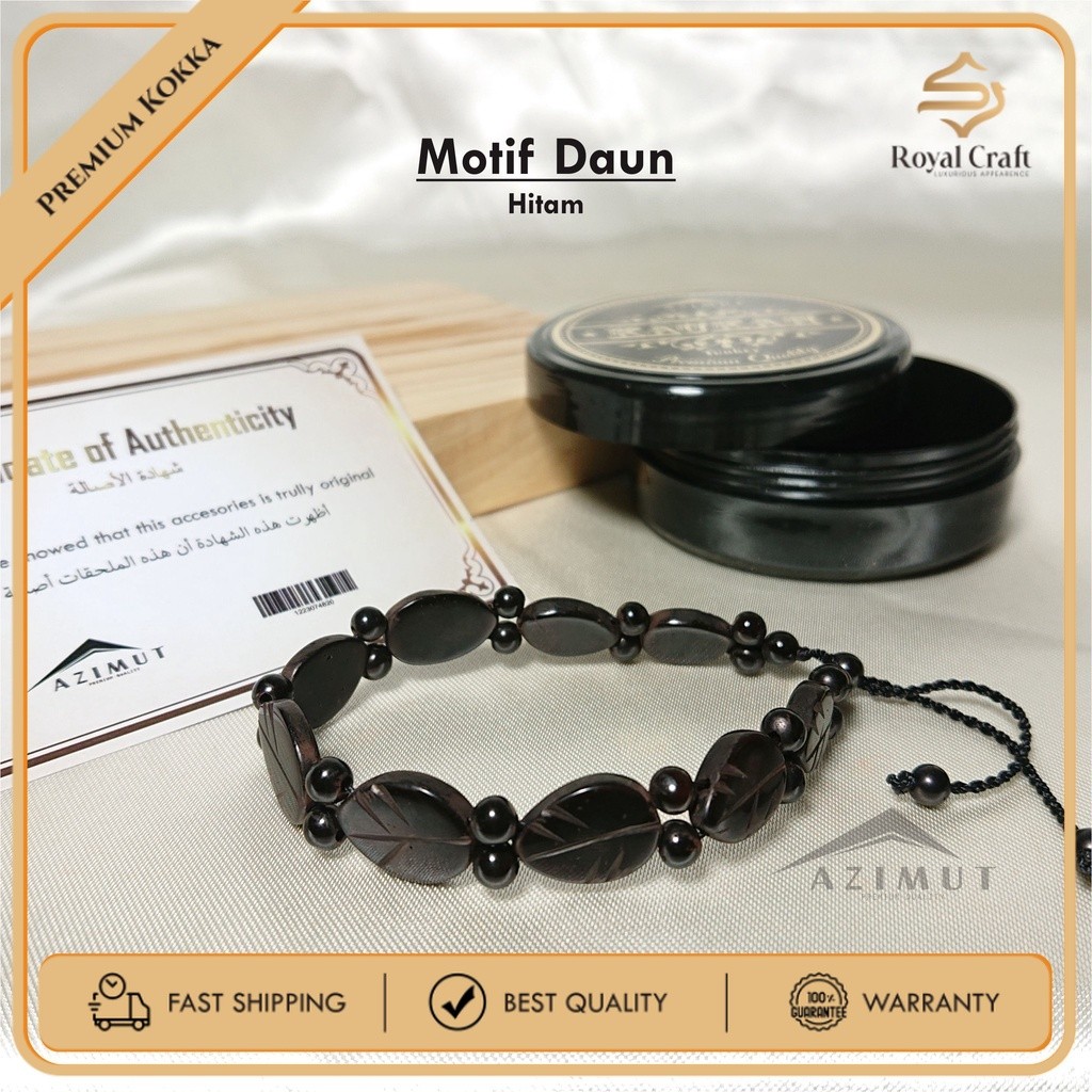 ROYAL CRAFT - Gelang kaukah Asli Bersertifikat / Gelang Kokka Motif Daun / Gelang kokka azimut