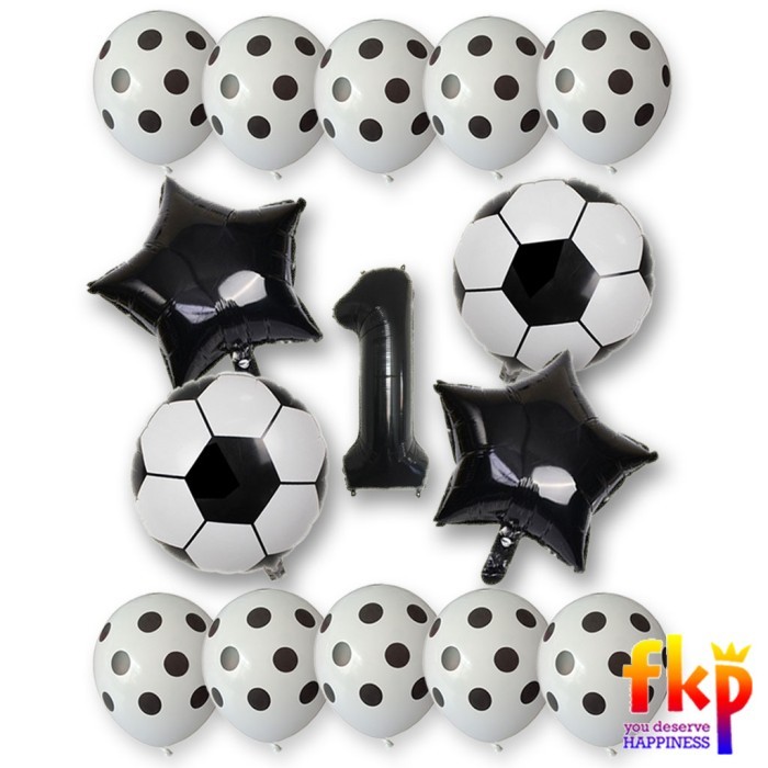 [New Arrival] FUN KIDS PARTY - Paket Balon Foil Birthday Tema Sepak Bola - Angka 1