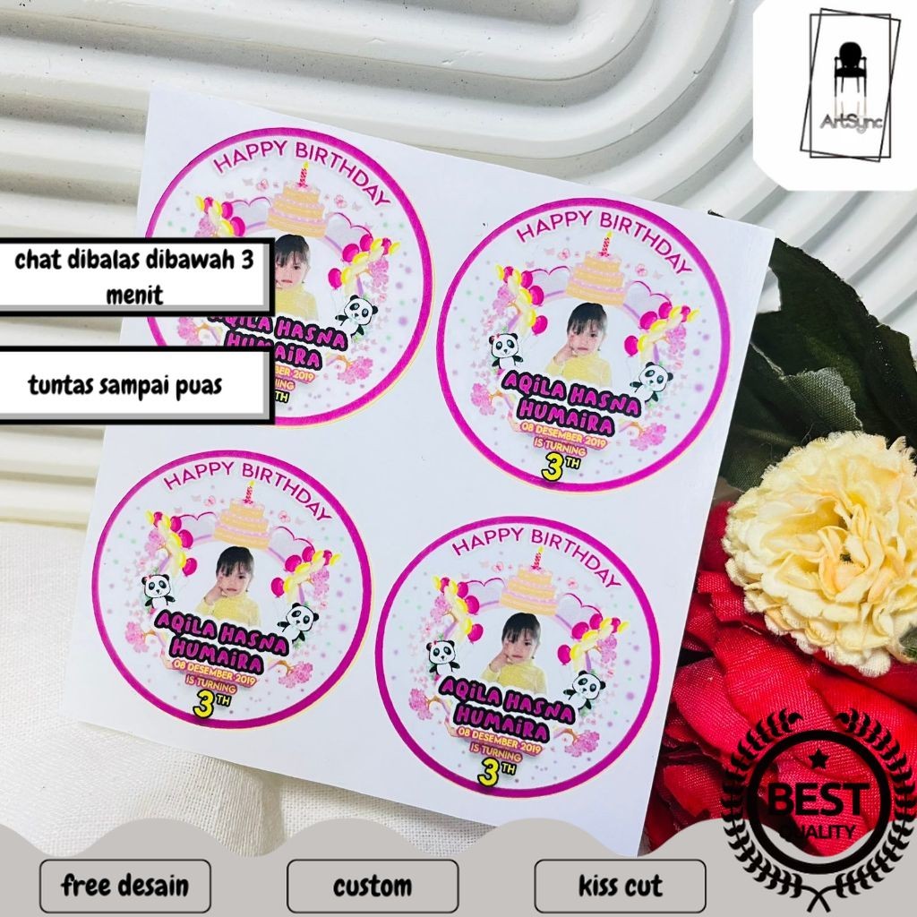 

Syncart 2-4 Vinyl Stiker Ulang Tahun Sticker Label Undang Happy Birthday Uk.Kecil Free Design
