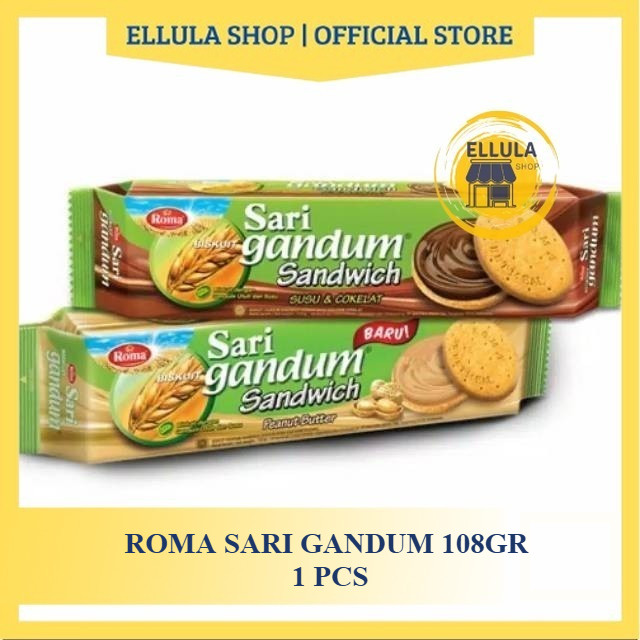 

ELLULA Shop - Roma Sari Gandum 108g ROMA SARI GANDUM PEANUT / ROMA SARI GANDUM COKLAT /KACANG [PCS]