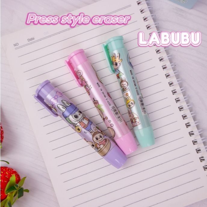 

topsmile - Penghapus Pensil Mekanik Bentuk Lipstick Karakter Labubu Lucu Mechanical Eraser Best Stationary