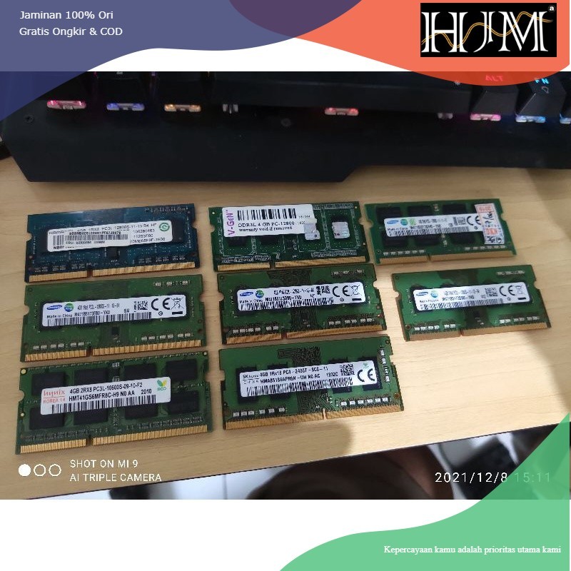 Ram laptop 4gb ddr3L pc 10600/12800