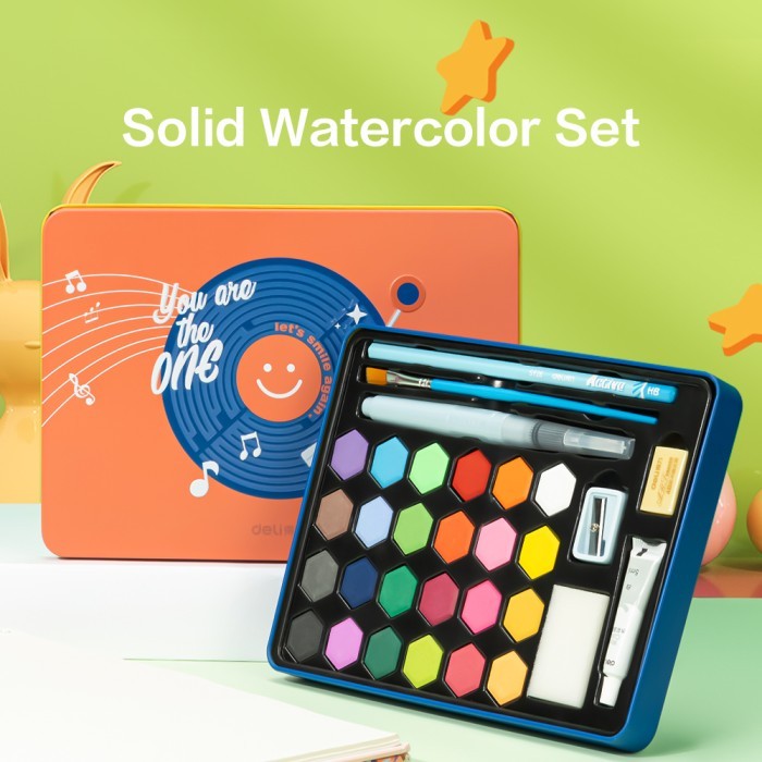 

promo -Deli Solid tercolor Paint / Set Cat Air Padat rna Terang 73936-X - 24 pcs