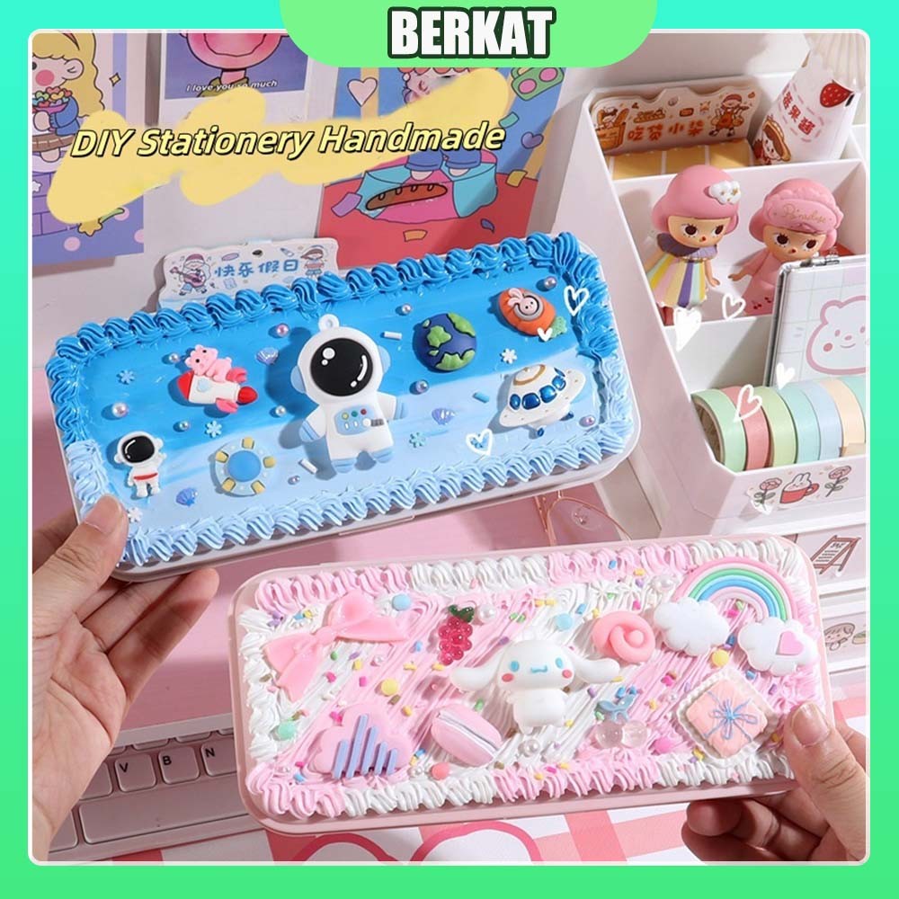 

DIY Deco Cream Kit / Stationery Pake Handmade / Tetapkan Kotak Pen / Tempat pensil menghias / Deco Cream Clay Kotak
