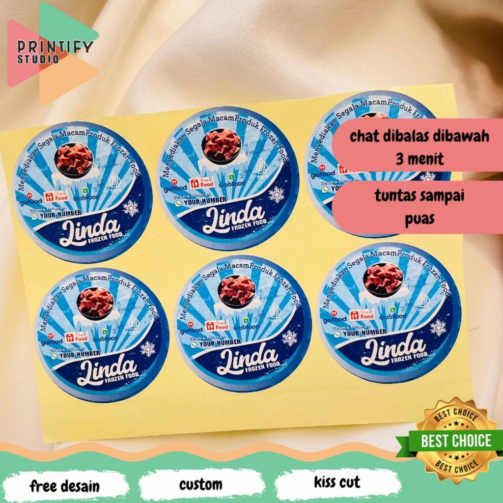 

Printify 9-15 Sticker Cetak Label Frozen Food Makanan Beku Bulat Chromo Stiker Custom Nama Brand
