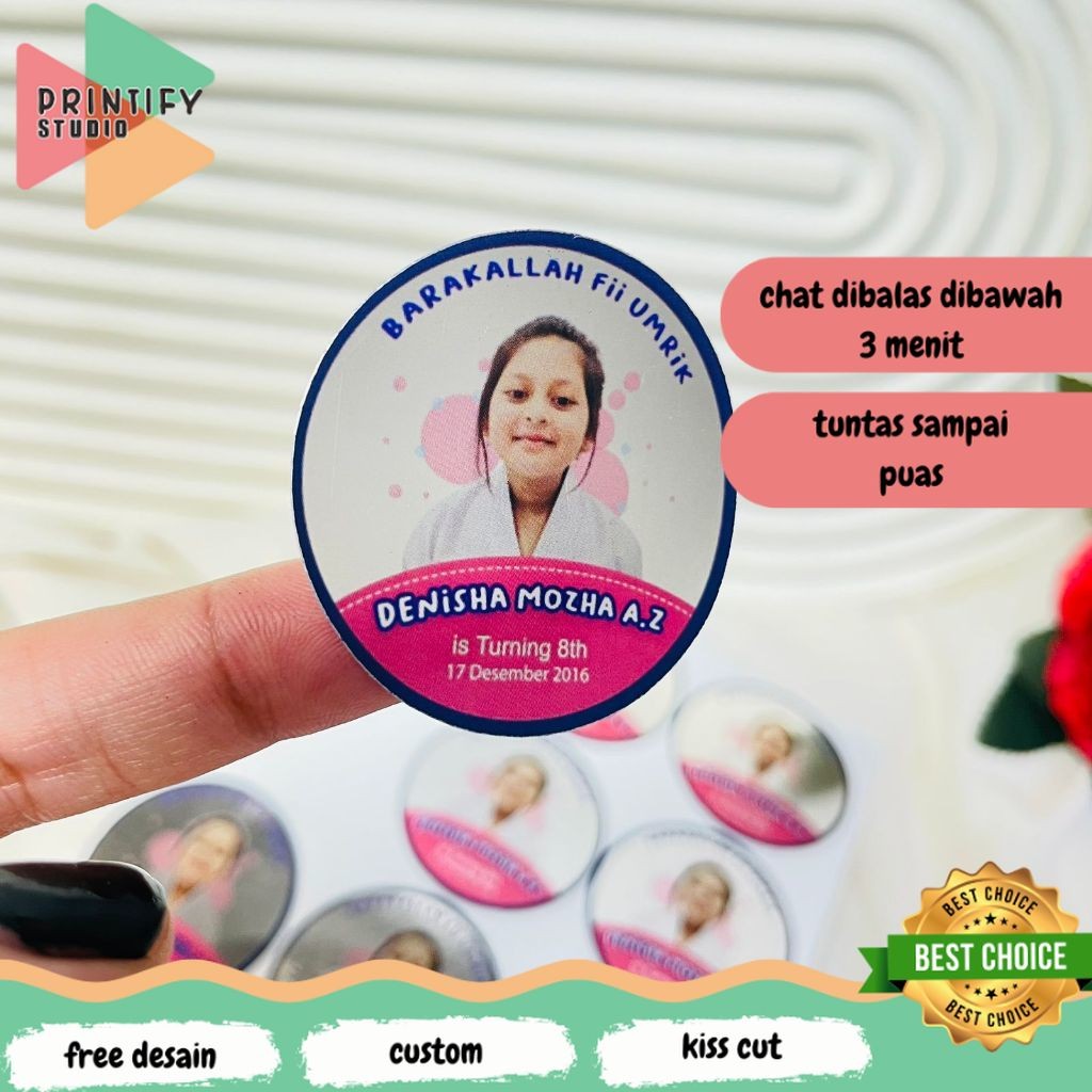 

Printify Sticker Undangan Ulang Tahun Anak Label Stiker Happy Birthday Bahan Gold/Silver Anti Air
