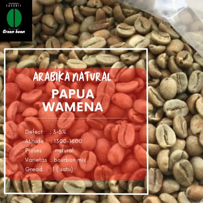 

green bean / biji kopi - ARABIKA PAPUA WAMENA - 1KG - proses - NATURAL