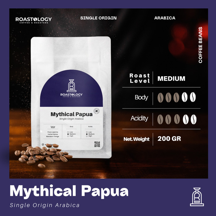 

ROASTOLOGY Papua Wamena No.1 Grade Arabica 200gr Coffee Beans - Whole Beans