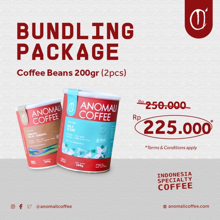 

Anomali Coffee - PAKET Biji Kopi Indonesia 200gr - 2 kaleng - Whole Beans