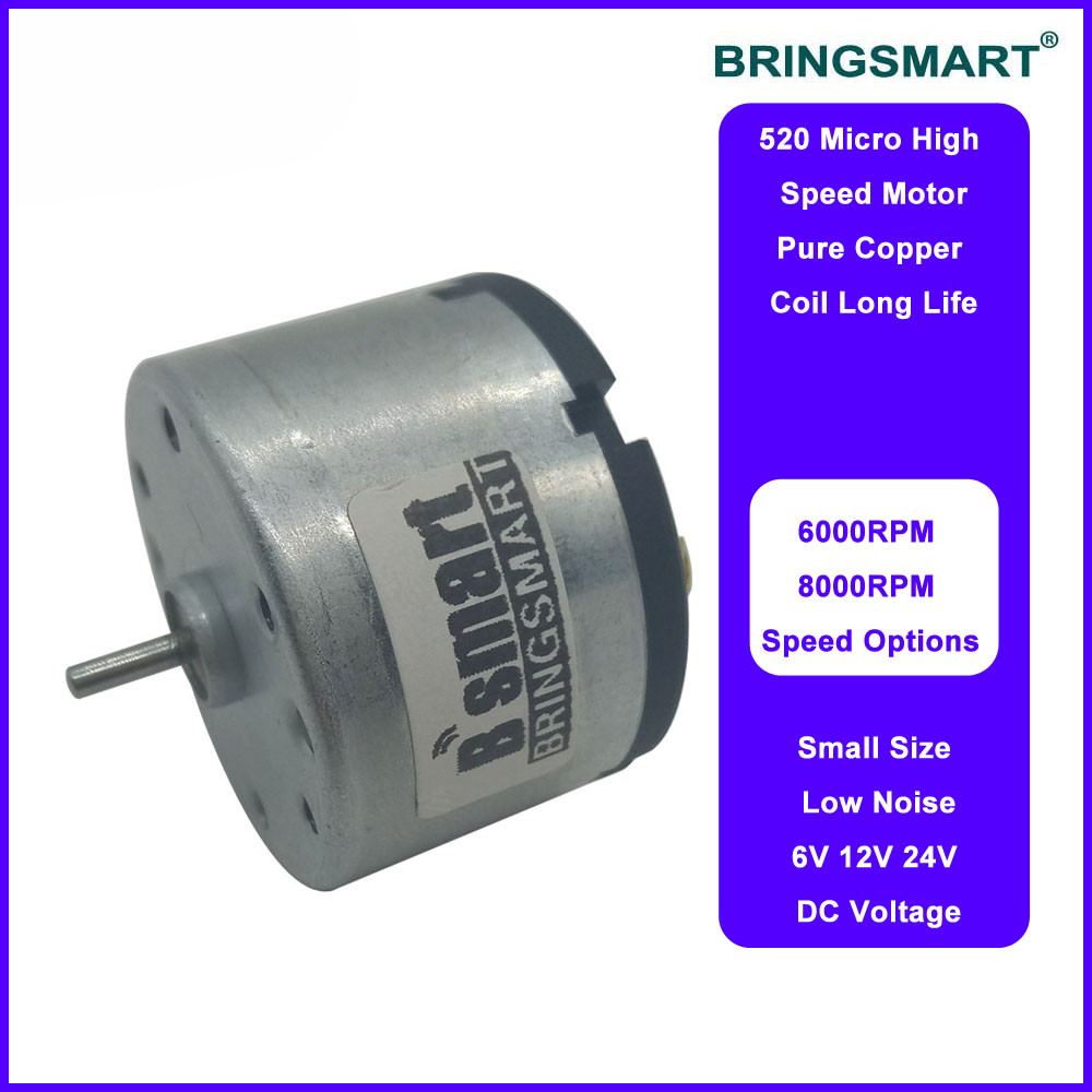 Bringsmart RA-520 DC Motor 6V 8000rpm High Speed Motor 6000rpm 24V 12V Mini Motor Customized Medical