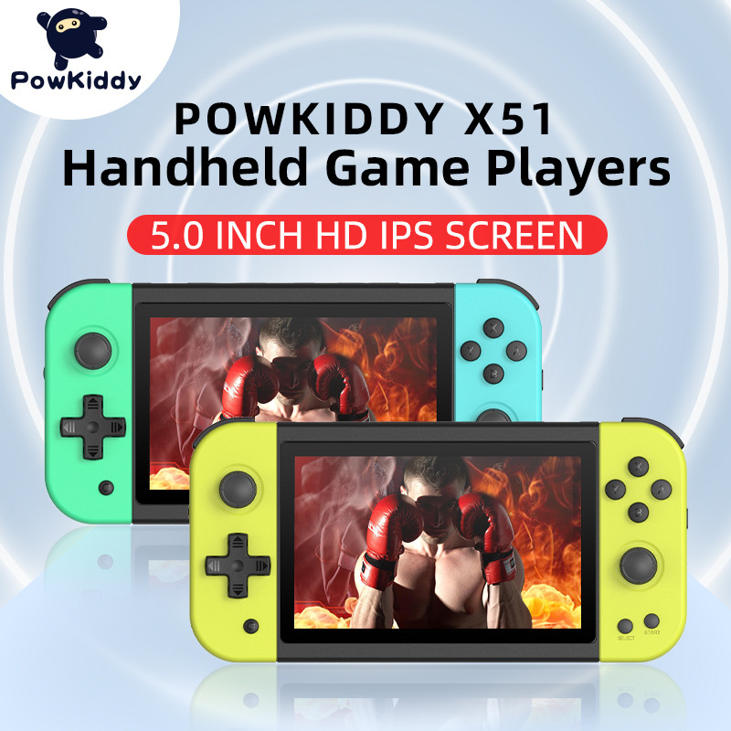 POWKIDDY 2022 X51 New Handheld Game Console 5 Inch Large Screen Children Gift Toy Game Player Suppor