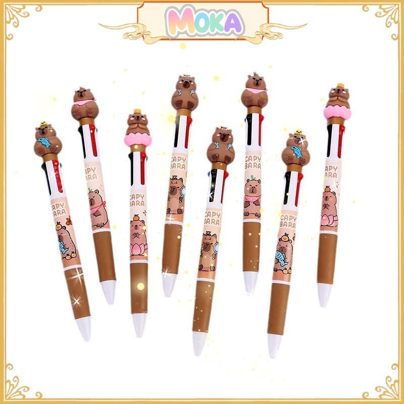 

MOKA Pulpen Gel Mekanik 4 Warna Tinta Dengan Karakter Kartun Kapibara Yang Lucu Imut MKP160