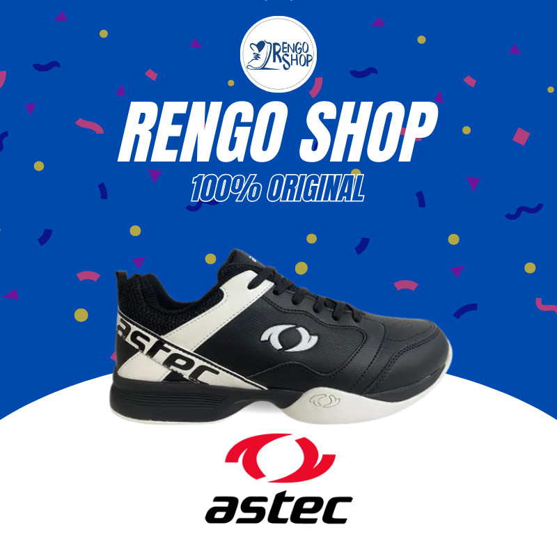 [Ori] Sepatu Bulu Tangkis Pria Astec Kowloon Badminton Black White