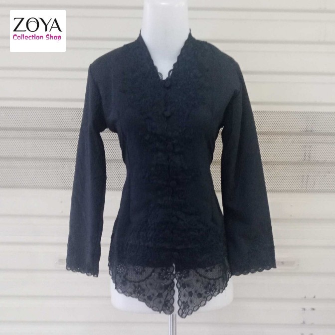 ✨LARIS✨ -Kebaya Modern Encim Dewasa Lengan Panjang Hitam - XXL