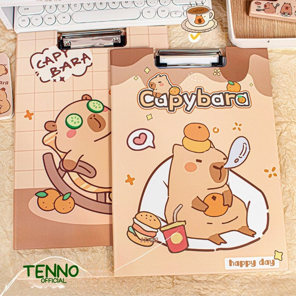 

TENNO Papan Ujian Jalan Clipboard A4 With Cover Buka Tutup Motif Capybara Cartoon Lucu Aesthetic Estetik Kapibara Kartun Bahan Tebal