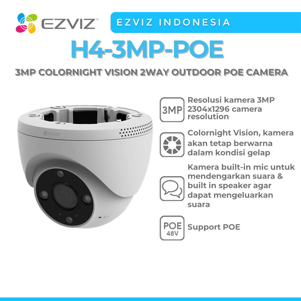 EZVIZ H4-3MP-POE 3MP COLORNIGHT VISION 2WAY OUTDOOR POE CAMERA