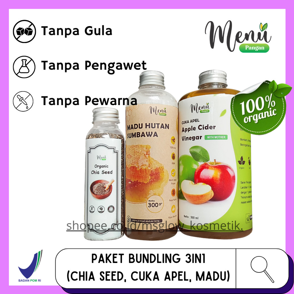 

Paket Bundling 3in1 - Paket Chia Seed Cuka Apel Madu Untuk Kesehatan - Paket Diet Detoks Pencernaan