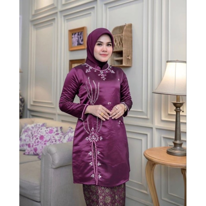 Atasan kebaya kurung melayu tafeta payet // tunik kebaya kurung // kebaya tafeta // kebaya modern