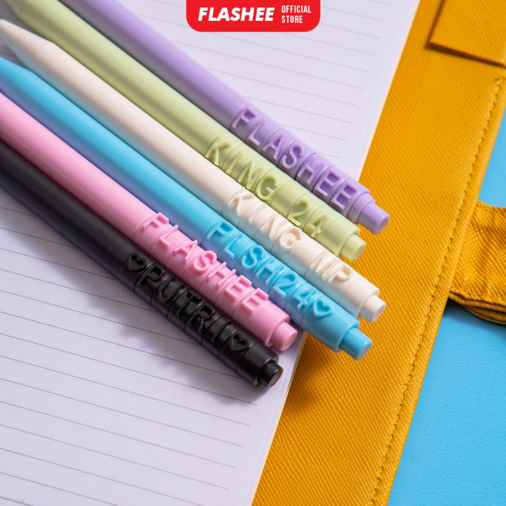 

Flashee Pulpen Custom Nama Recratable Pen Karakter Love 7 Huruf Click Pen 0.5mm Warna 1Pcs