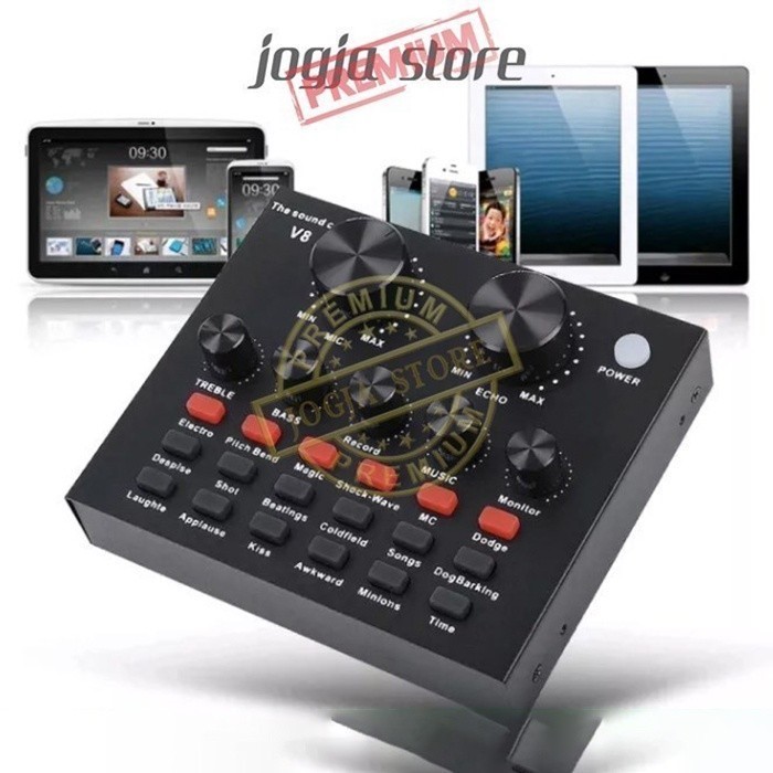 Soundcard V8 utk Bigo, Youtuber, Live Streaming, Karaoke, Record PC/HP