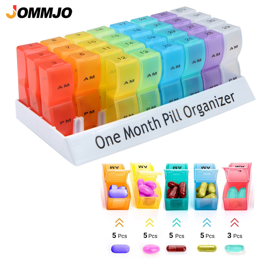 PREORDER One Month Pill Organizer 2 Times a Day,Monthly Pill Organizer AM/PM,Monthly Pill Box for Vi
