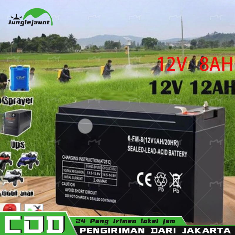 ASLI Aki 12V 12AH Aki Sepeda Listrik/Aki Sprayer Aki Kering 12 Volt 8AH Garansi 2 tahun Original Ber