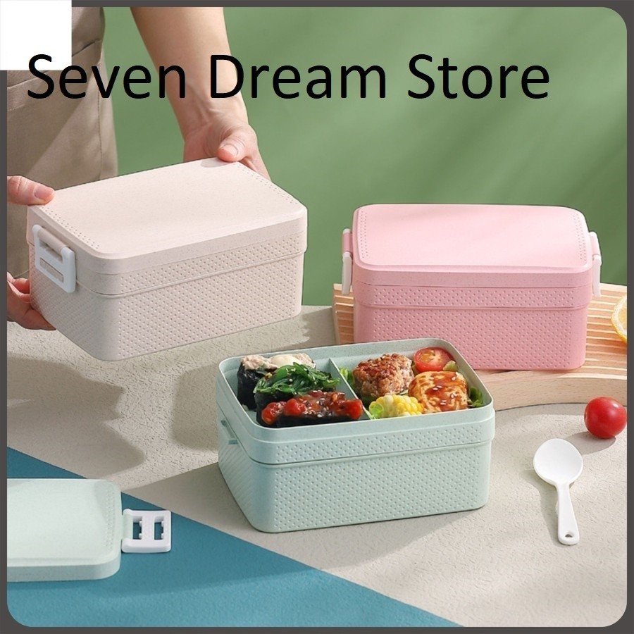 Kotak Bekal PP Jerami Gandum / Lunch Box 2 Susun 1000 ML BPA Free