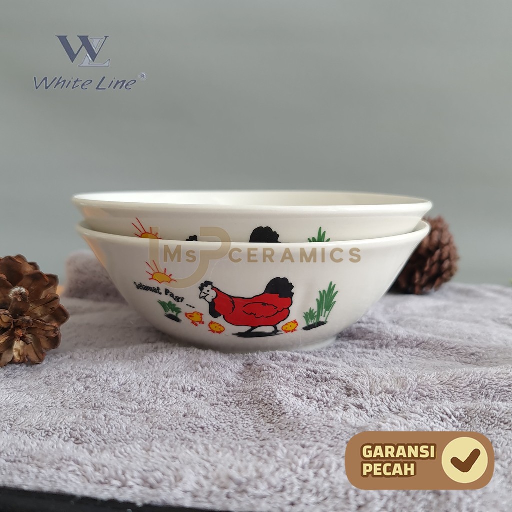 SW8 Mangkok Keramik SELAMAT PAGI CAP AYAM JAGO 6,25 Inch 16 Cm Mangkok Bulat Restoran