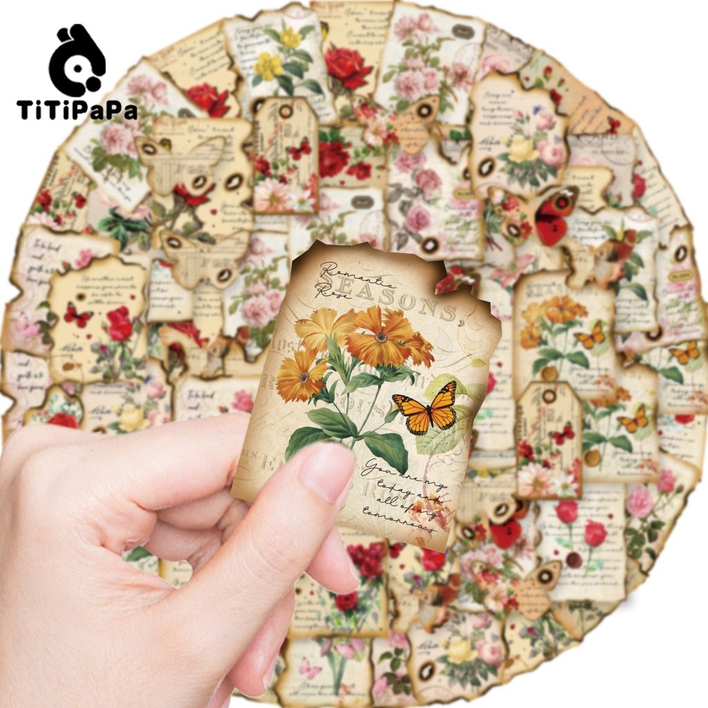 

40 Buah Stiker Dekoratif Kecil Huruf Mawar Retro,Dekorasi Notebook Sepeda Skateboard Seluler DIY.