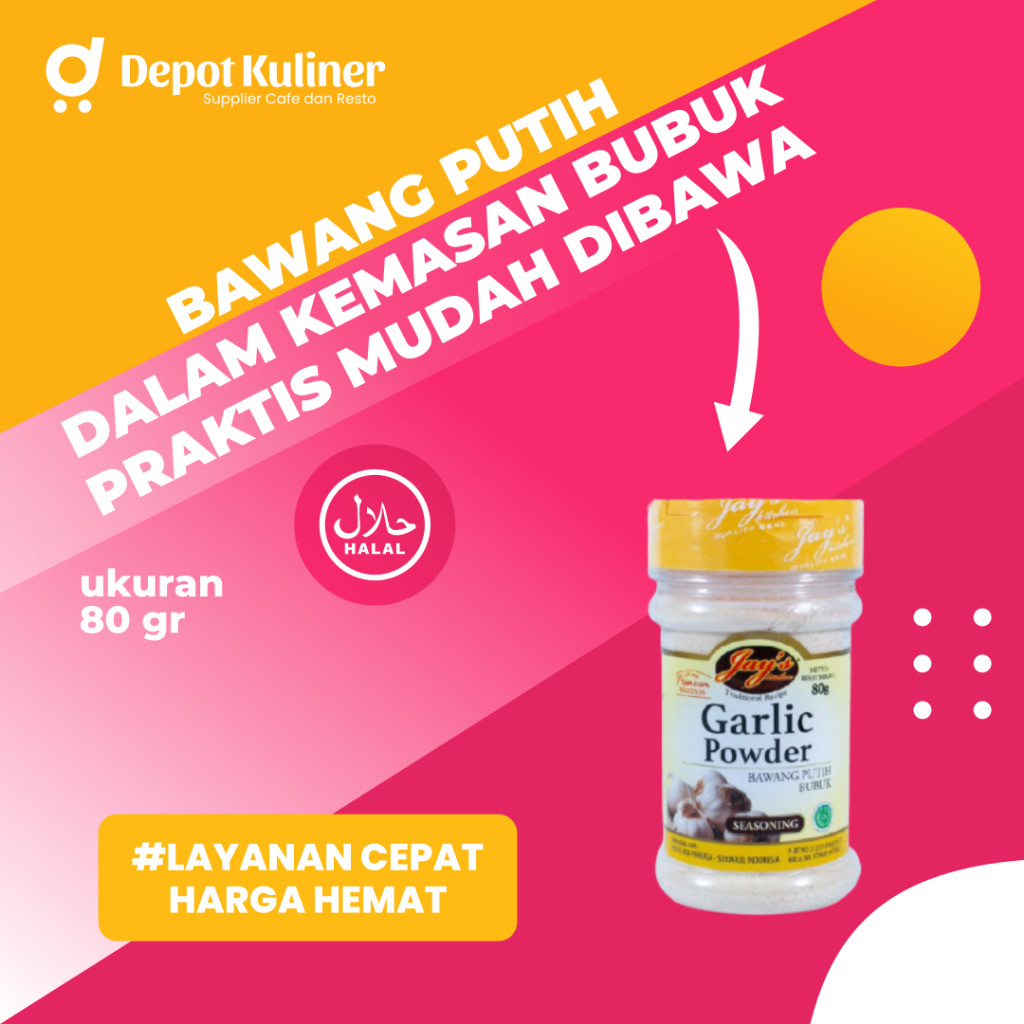 

Jays kitchen Garlic Powder Seasoning 80gr (Bawang Putih Bubuk)