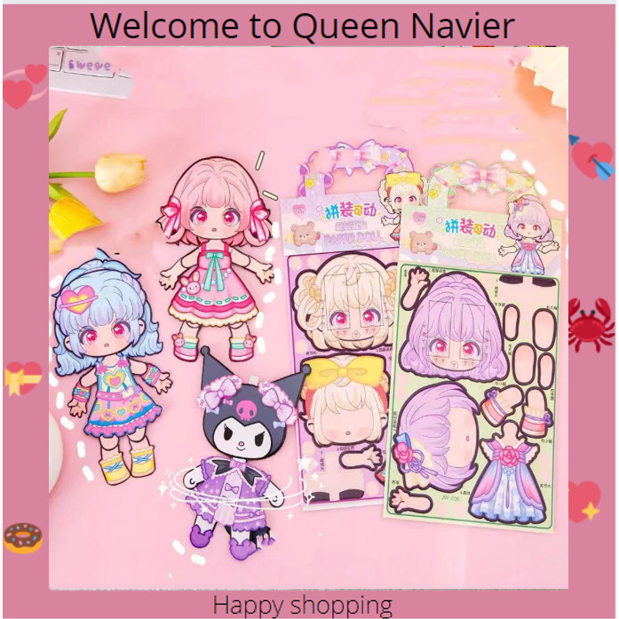 

QN - Stiker goyang paper doll labubu sanrio lucu
