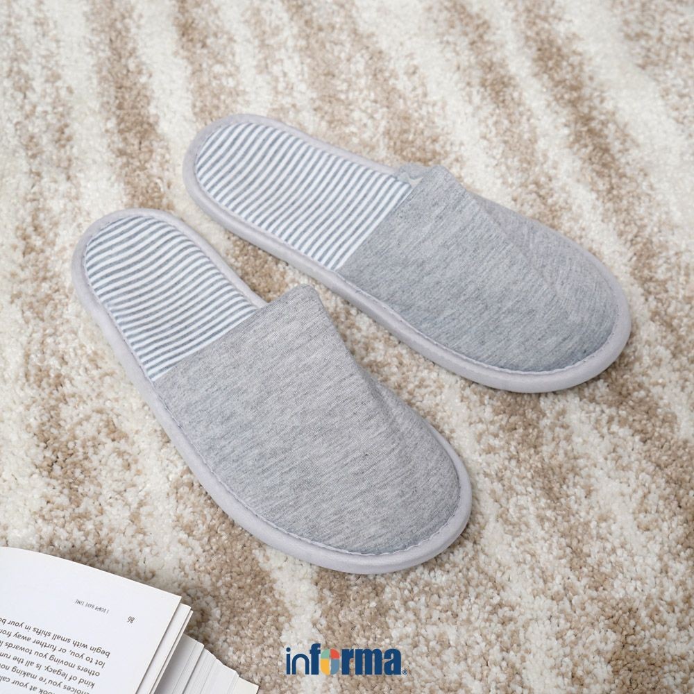 Informa Sandal Rumah Ukuran 28 cm Stripes - Abu-Abu Woman Home Slippers Sendal Indoor Alas Kaki Kama