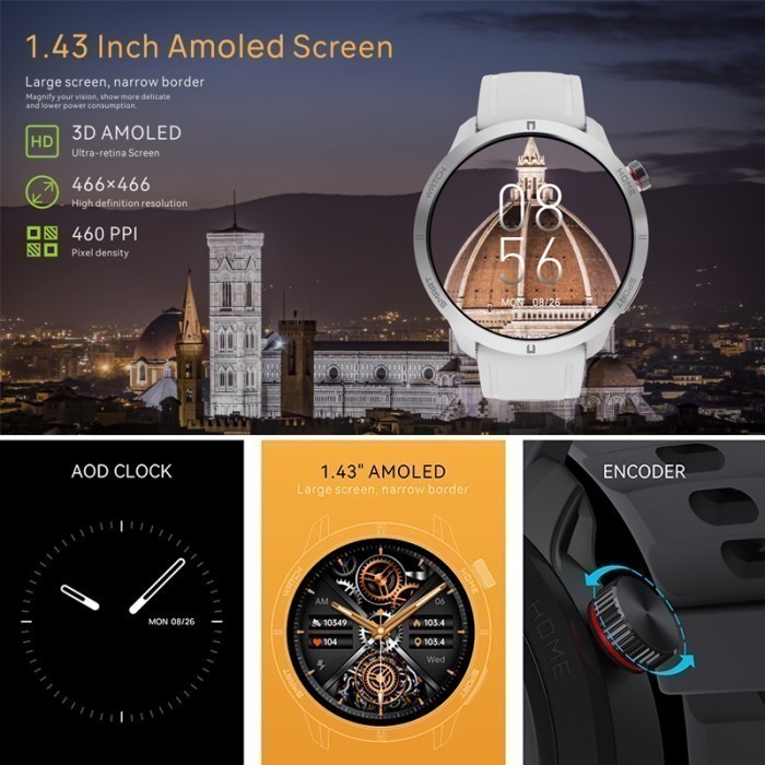 PNK23 NORTH EDGE MW08 Smartwatch AMOLED AOD Screen Bluetooth Call