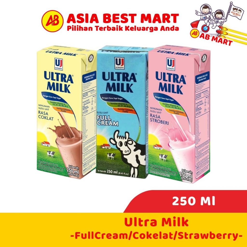 

Ultra Milk 250ml Strawberry Chocolate Full Cream / Susu Uht Cair Susu Kotak