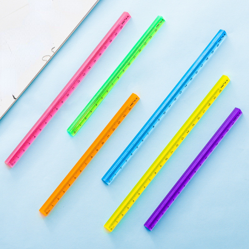 

15cm/20cm Color Transparent Triangle Ruler Straight Ruler Multifunction Drawing Rulers Stationery School Supplies